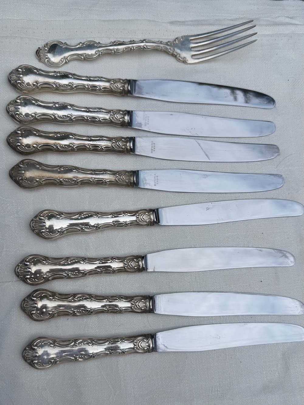 Vintage Birks Regency Plate Silverplate Flatware Louis XV Knives Fork Set 9 Pc
